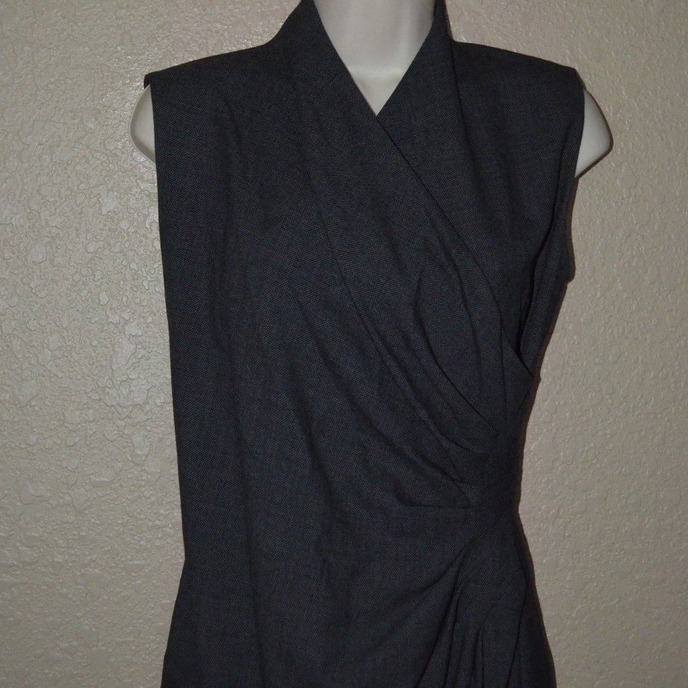 ⭐🎩NWOT $1590 Sz 6 Ralph Lauren Black Label Charcoal Gray Side Ruching Midi Dress - Picture 3 of 7